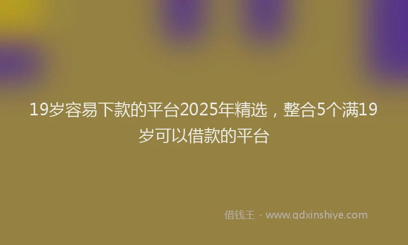 19岁容易下款的平台2025年精选，整合5个满19岁可以借款的平台