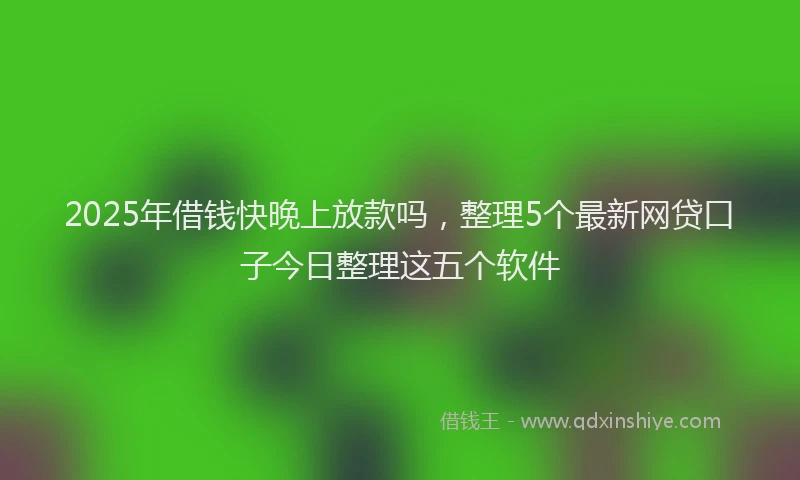 2025年借钱快晚上放款吗，整理5个最新网贷口子今日整理这五个软件