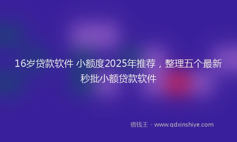 16岁贷款软件 小额度2025年推荐，整理五个最新秒批小额贷款软件