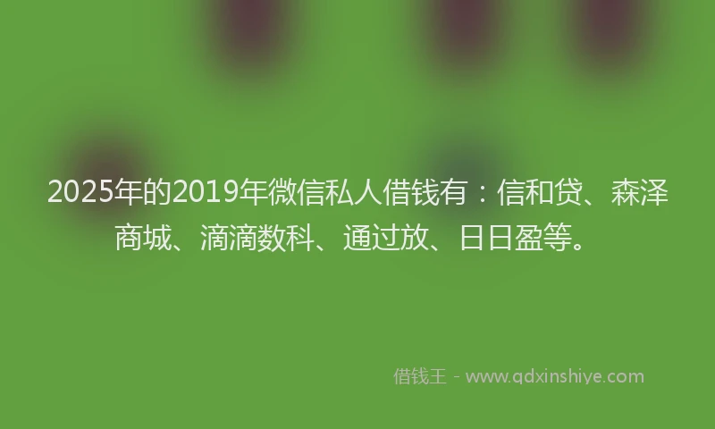 2025年的2019年微信私人借钱有：信和贷、森泽商城、滴滴数科、通过放、日日盈等。