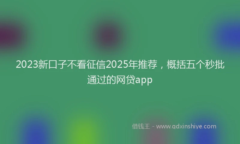 2023新口子不看征信2025年推荐，概括五个秒批通过的网贷app
