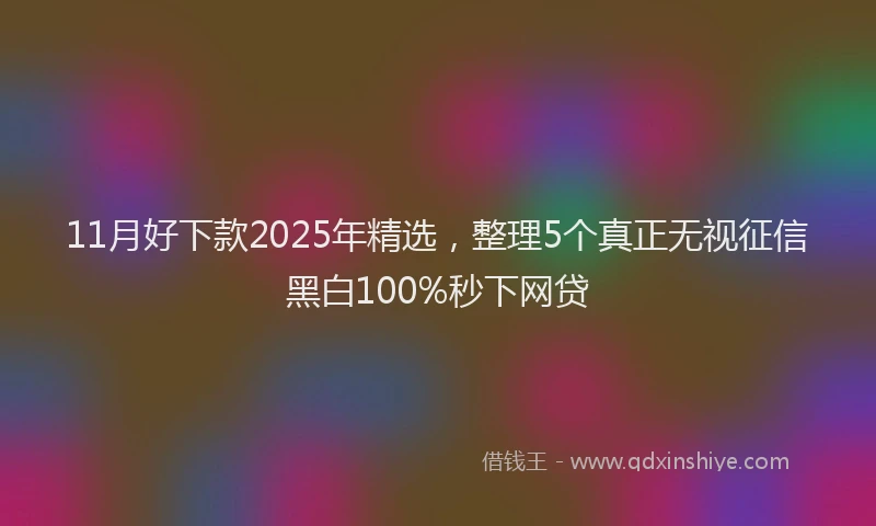 11月好下款2025年精选，整理5个真正无视征信黑白100%秒下网贷