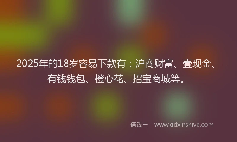 2025年的18岁容易下款有：沪商财富、壹现金、有钱钱包、橙心花、招宝商城等。