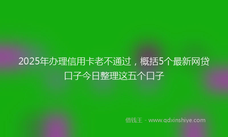 2025年办理信用卡老不通过，概括5个最新网贷口子今日整理这五个口子