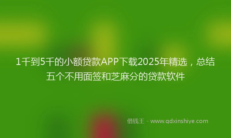 1千到5千的小额贷款APP下载2025年精选，总结五个不用面签和芝麻分的贷款软件