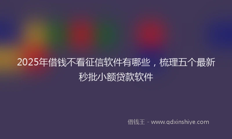 2025年借钱不看征信软件有哪些，梳理五个最新秒批小额贷款软件