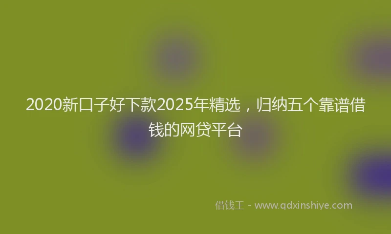 2020新口子好下款2025年精选，归纳五个靠谱借钱的网贷平台