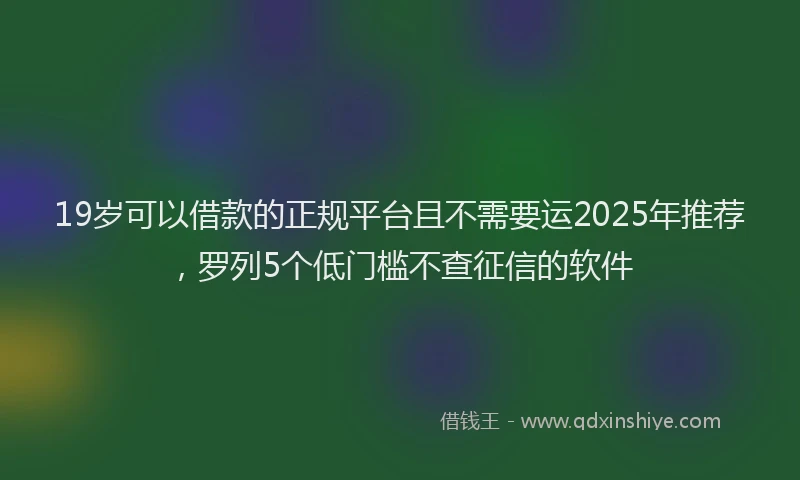 19岁可以借款的正规平台且不需要运2025年推荐，罗列5个低门槛不查征信的软件
