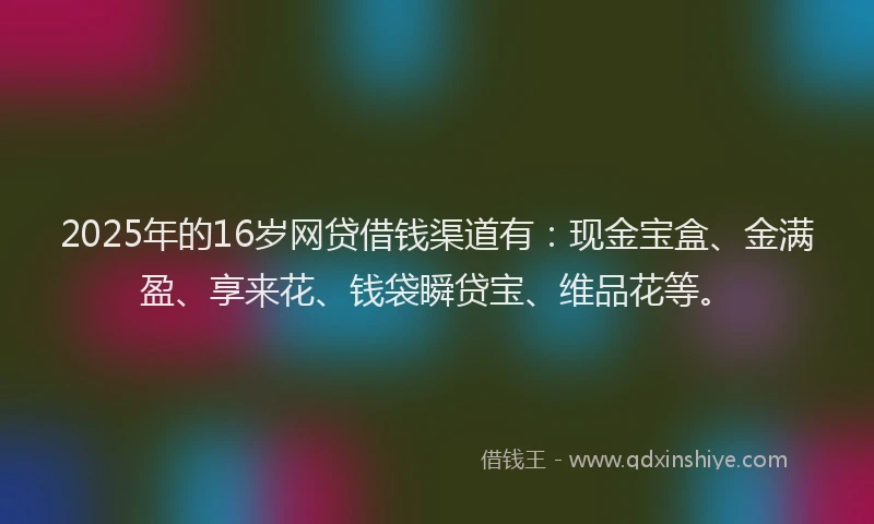 2025年的16岁网贷借钱渠道有：现金宝盒、金满盈、享来花、钱袋瞬贷宝、维品花等。
