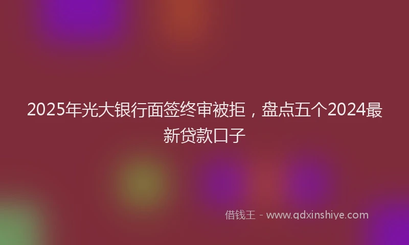 2025年光大银行面签终审被拒，盘点五个2024最新贷款口子