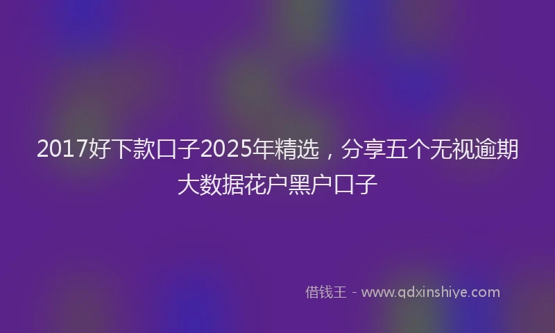2017好下款口子2025年精选，分享五个无视逾期大数据花户黑户口子