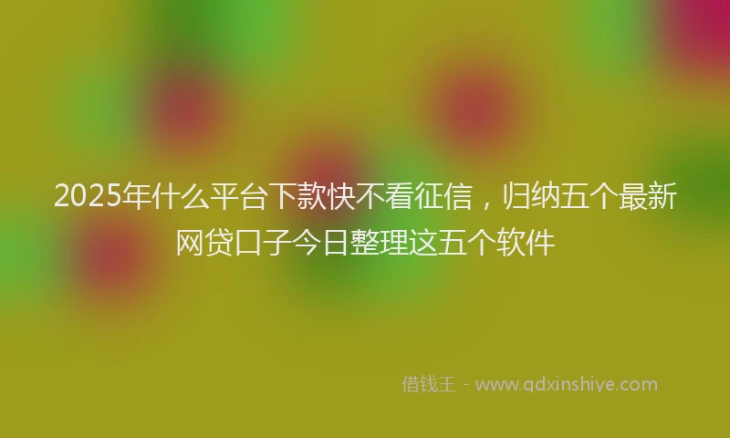2025年什么平台下款快不看征信，归纳五个最新网贷口子今日整理这五个软件