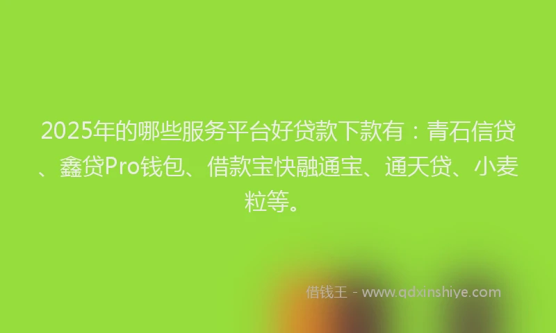2025年的哪些服务平台好贷款下款有：青石信贷、鑫贷Pro钱包、借款宝快融通宝、通天贷、小麦粒等。