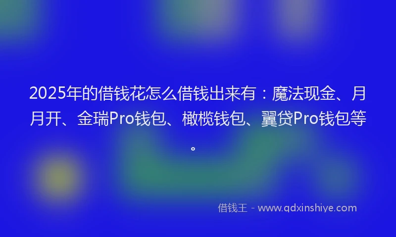 2025年的借钱花怎么借钱出来有：魔法现金、月月开、金瑞Pro钱包、橄榄钱包、翼贷Pro钱包等。