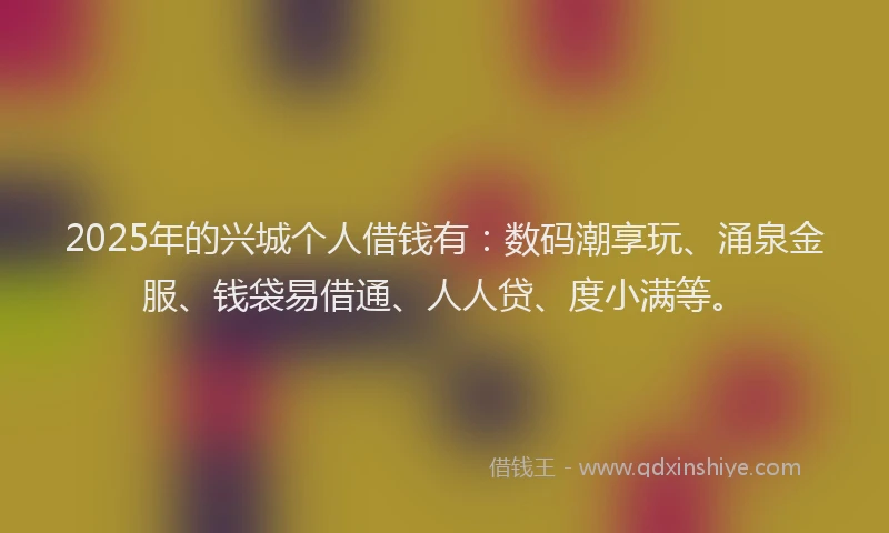 2025年的兴城个人借钱有：数码潮享玩、涌泉金服、钱袋易借通、人人贷、度小满等。
