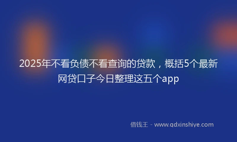 2025年不看负债不看查询的贷款，概括5个最新网贷口子今日整理这五个app