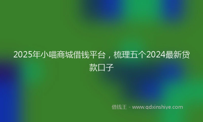 2025年小喵商城借钱平台，梳理五个2024最新贷款口子