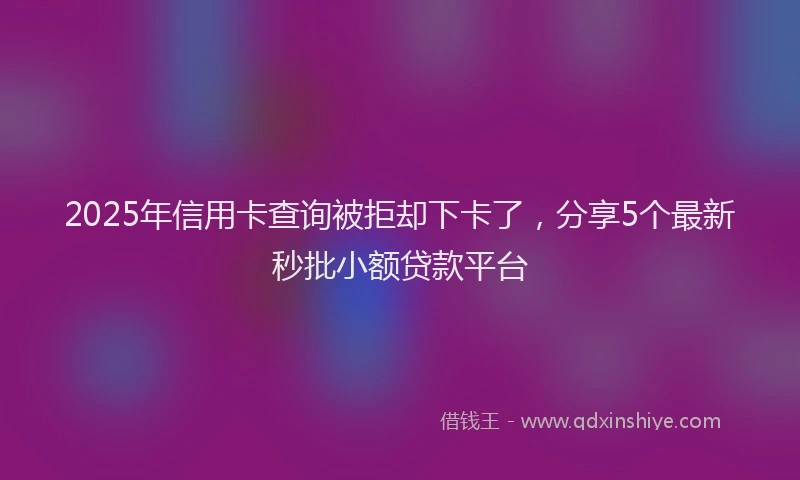 2025年信用卡查询被拒却下卡了，分享5个最新秒批小额贷款平台