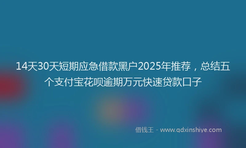 14天30天短期应急借款黑户2025年推荐，总结五个支付宝花呗逾期万元快速贷款口子