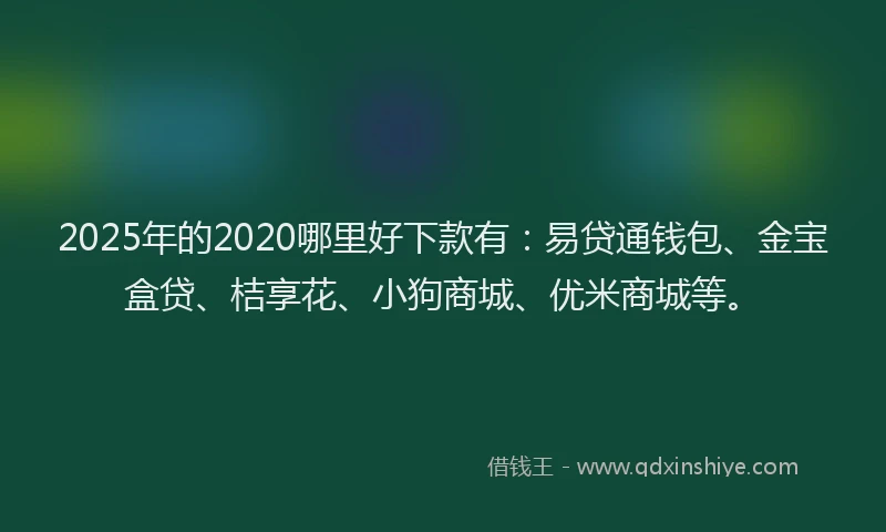 2025年的2020哪里好下款有：易贷通钱包、金宝盒贷、桔享花、小狗商城、优米商城等。