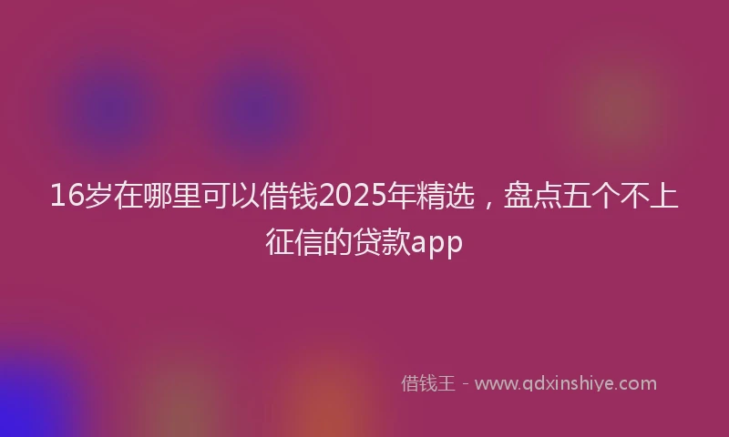 16岁在哪里可以借钱2025年精选，盘点五个不上征信的贷款app