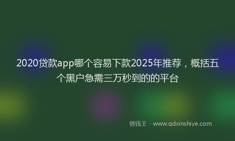 2020贷款app哪个容易下款2025年推荐，概括五个黑户急需三万秒到的的平台