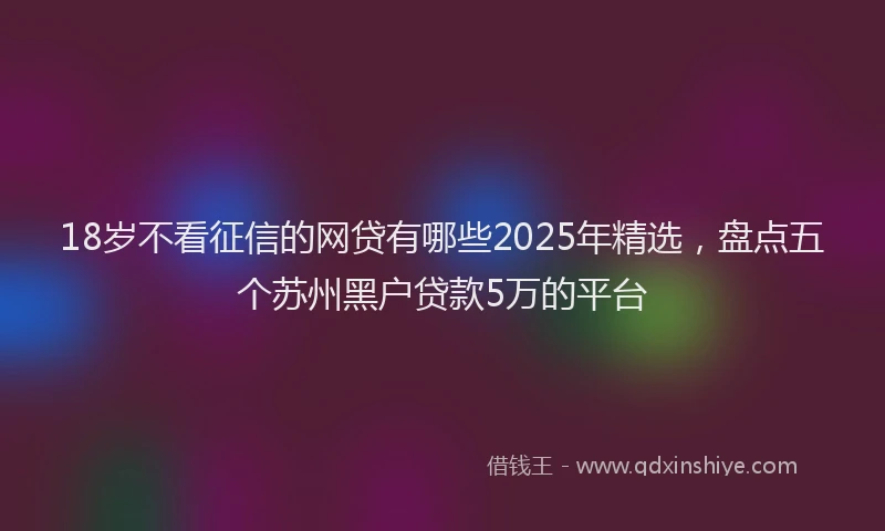 18岁不看征信的网贷有哪些2025年精选，盘点五个苏州黑户贷款5万的平台