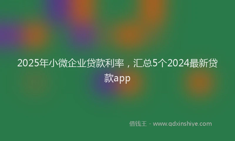 2025年小微企业贷款利率，汇总5个2024最新贷款app