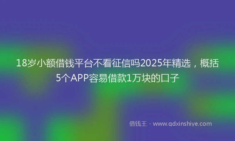 18岁小额借钱平台不看征信吗2025年精选，概括5个APP容易借款1万块的口子