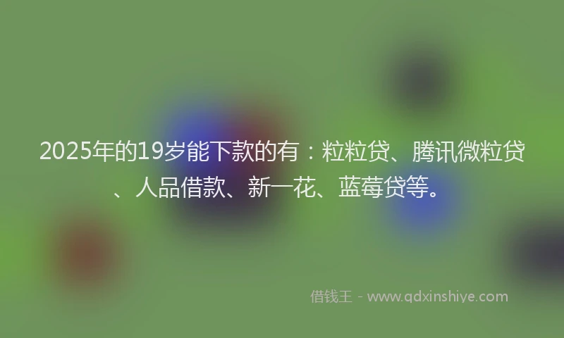 2025年的19岁能下款的有：粒粒贷、腾讯微粒贷、人品借款、新一花、蓝莓贷等。