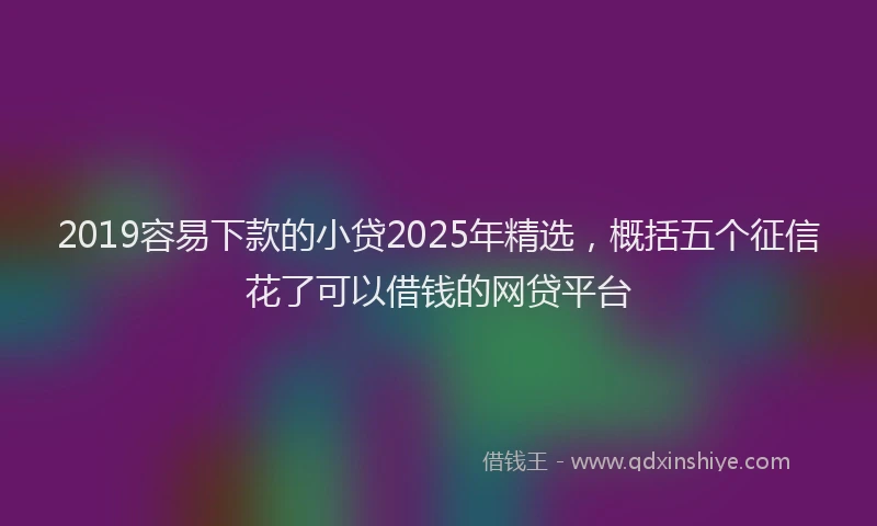 2019容易下款的小贷2025年精选，概括五个征信花了可以借钱的网贷平台