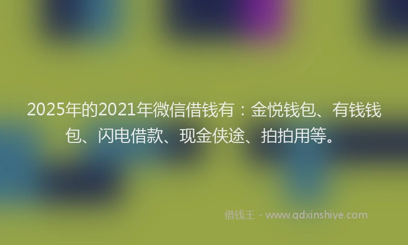 2025年的2021年微信借钱有：金悦钱包、有钱钱包、闪电借款、现金侠途、拍拍用等。