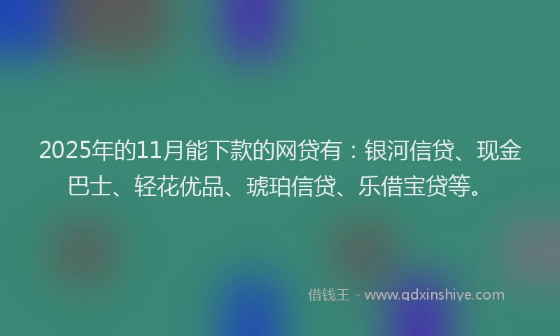 2025年的11月能下款的网贷有：银河信贷、现金巴士、轻花优品、琥珀信贷、乐借宝贷等。