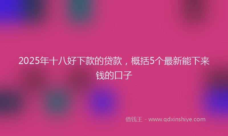 2025年十八好下款的贷款，概括5个最新能下来钱的口子