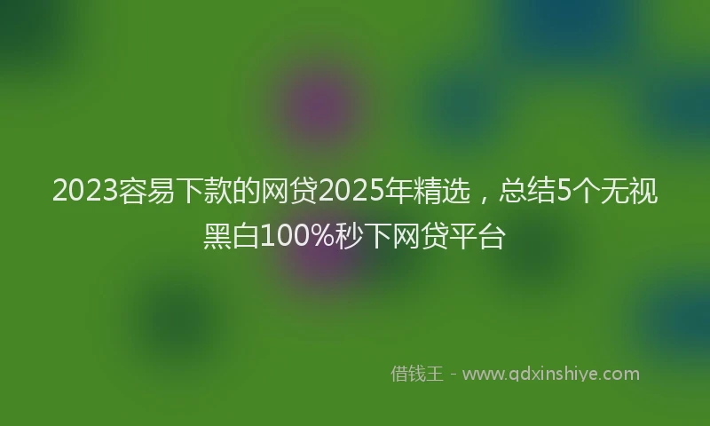 2023容易下款的网贷2025年精选，总结5个无视黑白100%秒下网贷平台