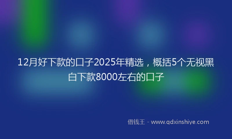 12月好下款的口子2025年精选，概括5个无视黑白下款8000左右的口子