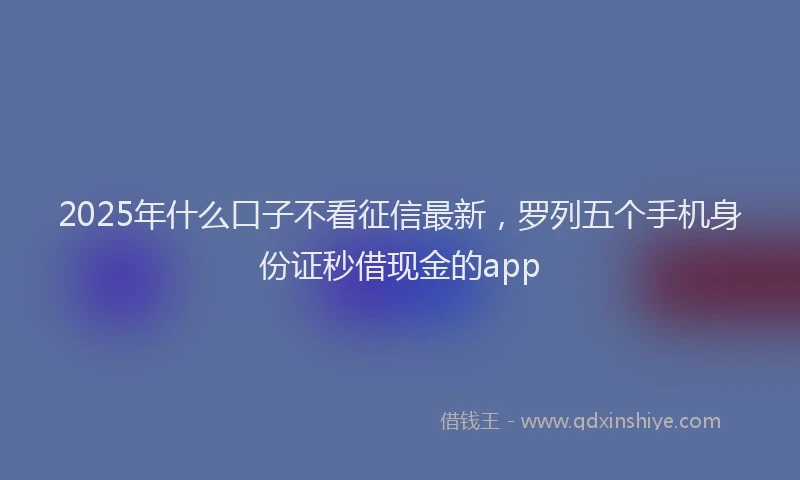 2025年什么口子不看征信最新，罗列五个手机身份证秒借现金的app