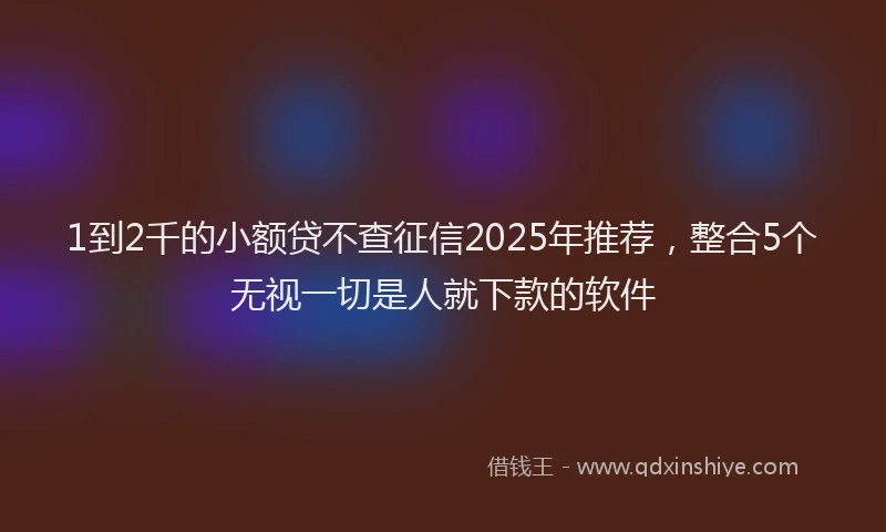 1到2千的小额贷不查征信2025年推荐，整合5个无视一切是人就下款的软件