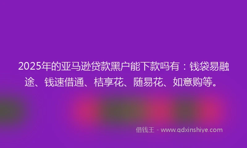 2025年的亚马逊贷款黑户能下款吗有：钱袋易融途、钱速借通、桔享花、随易花、如意购等。
