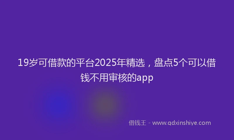 19岁可借款的平台2025年精选，盘点5个可以借钱不用审核的app