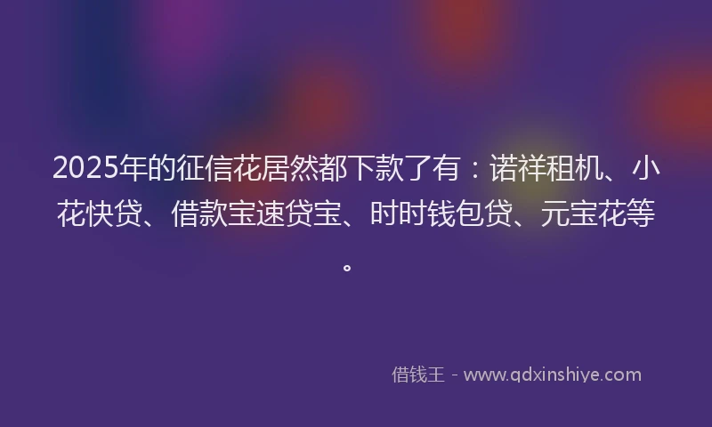 2025年的征信花居然都下款了有：诺祥租机、小花快贷、借款宝速贷宝、时时钱包贷、元宝花等。