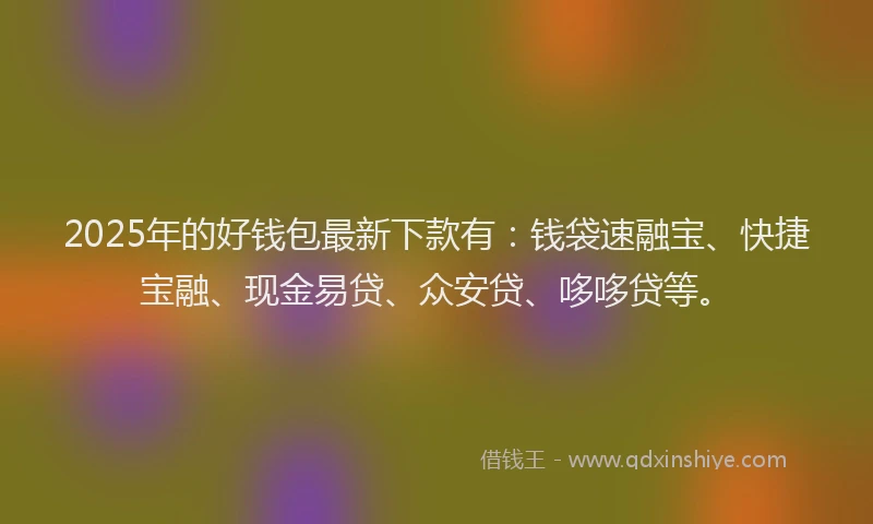 2025年的好钱包最新下款有：钱袋速融宝、快捷宝融、现金易贷、众安贷、哆哆贷等。