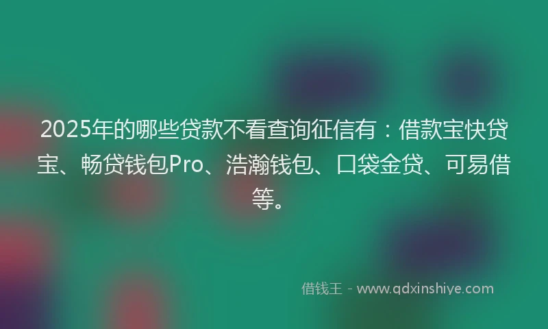 2025年的哪些贷款不看查询征信有：借款宝快贷宝、畅贷钱包Pro、浩瀚钱包、口袋金贷、可易借等。