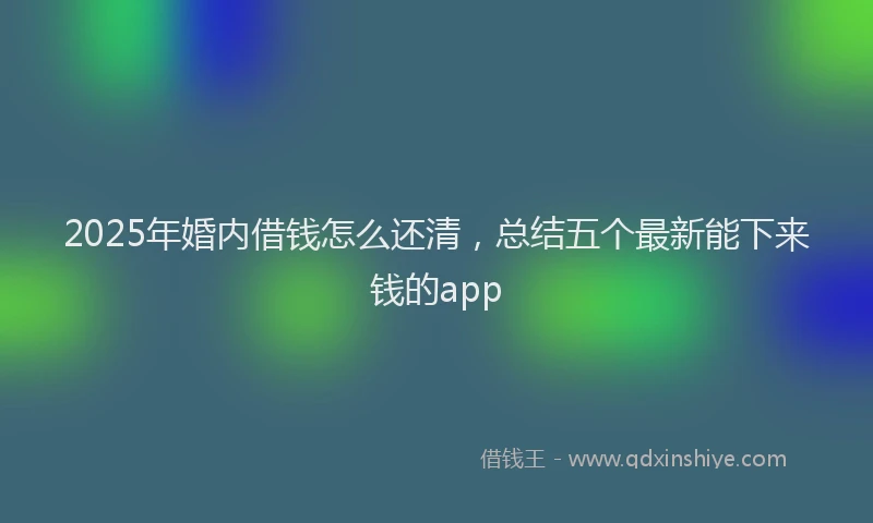 2025年婚内借钱怎么还清，总结五个最新能下来钱的app