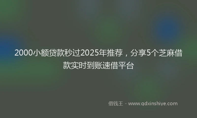2000小额贷款秒过2025年推荐，分享5个芝麻借款实时到账速借平台