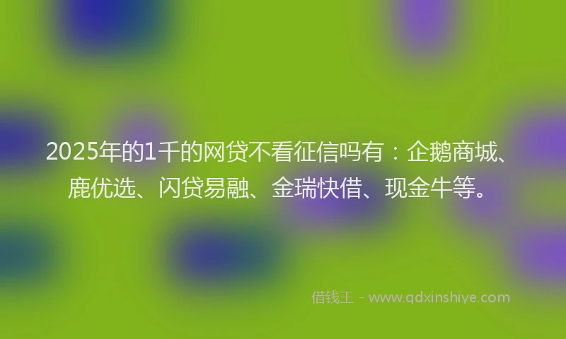 2025年的1千的网贷不看征信吗有：企鹅商城、鹿优选、闪贷易融、金瑞快借、现金牛等。