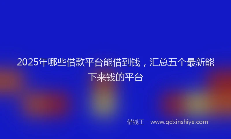 2025年哪些借款平台能借到钱，汇总五个最新能下来钱的平台