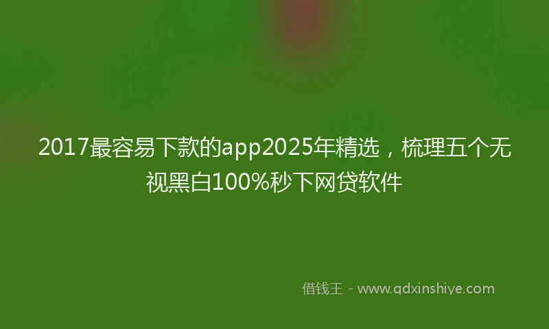 2017最容易下款的app2025年精选，梳理五个无视黑白100%秒下网贷软件