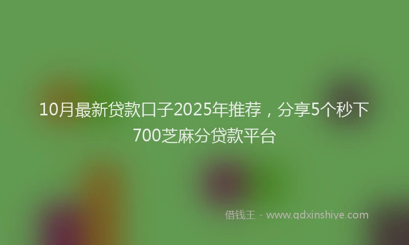 10月最新贷款口子2025年推荐，分享5个秒下700芝麻分贷款平台