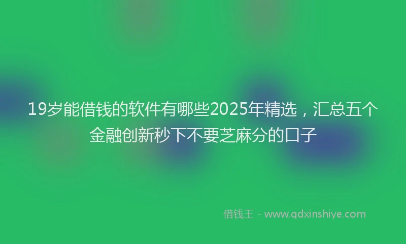 19岁能借钱的软件有哪些2025年精选，汇总五个金融创新秒下不要芝麻分的口子